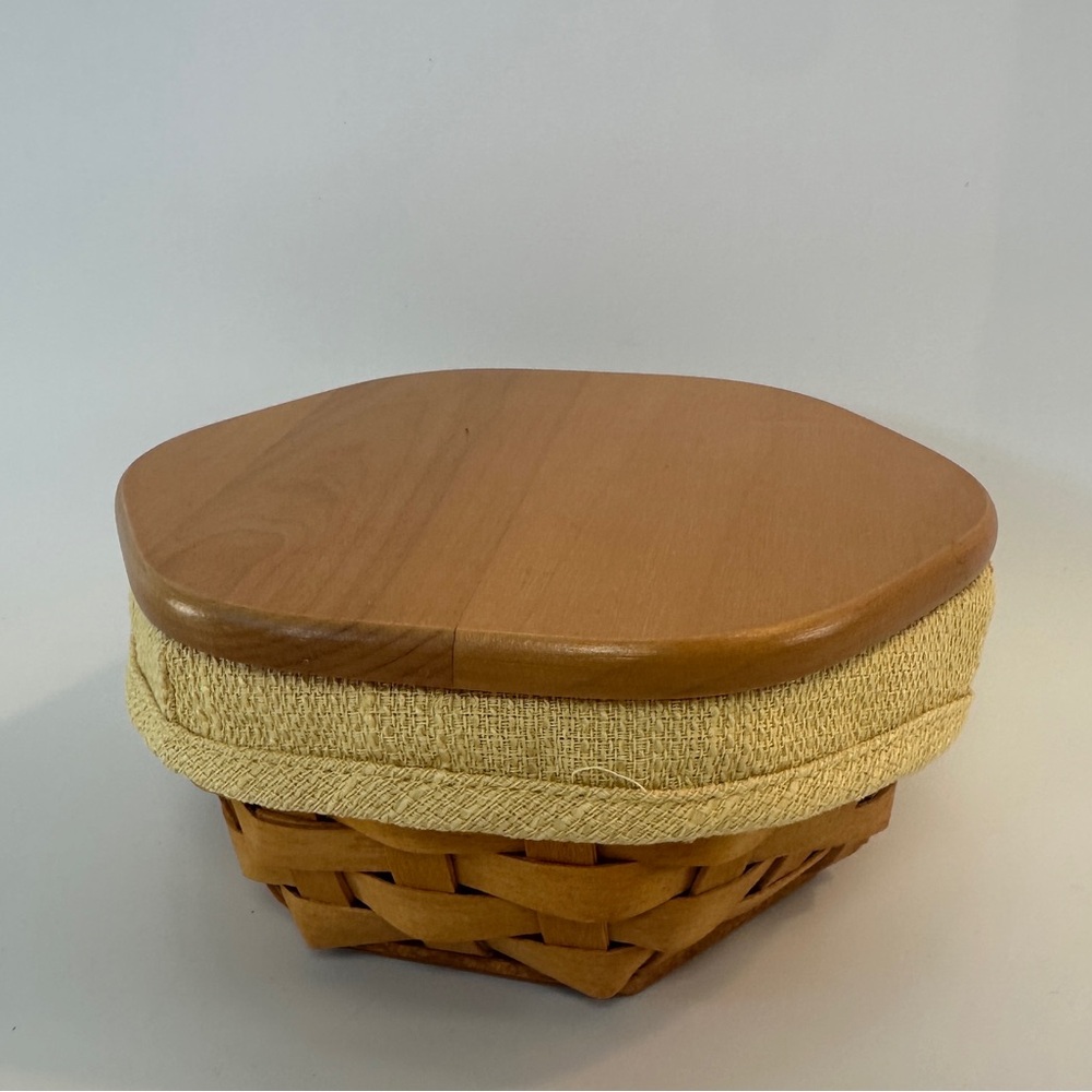 VTG Longaberger 2002 Classic Sage Booking Basket Hexagon Wooden Lidded Basket